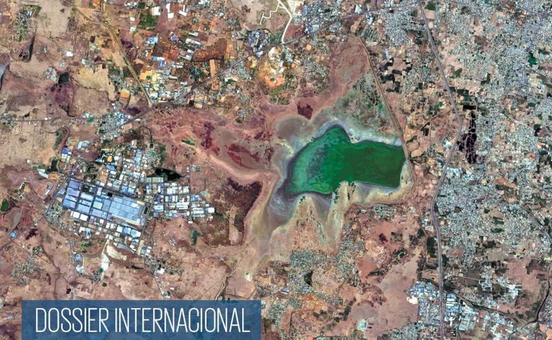 Imagen satelital de Chennai, India. La ciudad registra una crisis hídrica, luego de que los cuatro embalses que tradicionalmente abastecen a la urbe se quedaran prácticamente vacíos por la falta de lluvias. Foto/AP