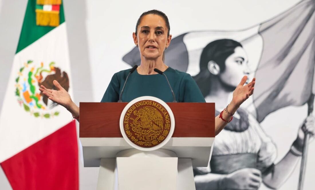 La presidenta Claudia Sheinbaum en la mañanera del 16 de mayo de 2025. Foto: Axel Sánchez/EL UNIVERSAL