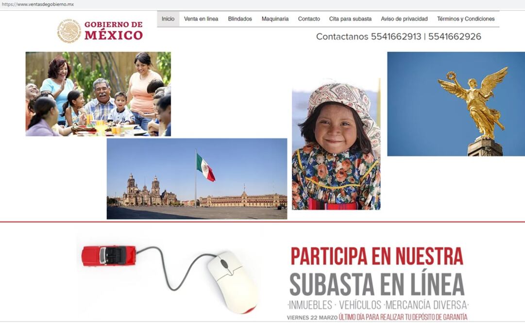 Página de internet falsa donde se subastan vehículos de gobierno, fiscalía pide verificar la autenticidad de las páginas de internet (Captura de pantalla)