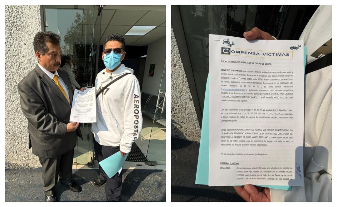 Denuncia por agresión a ciclista en Venustiano Carranza; víctima exige justicia y reparación del daño. Foto: Juan Carlos Williams