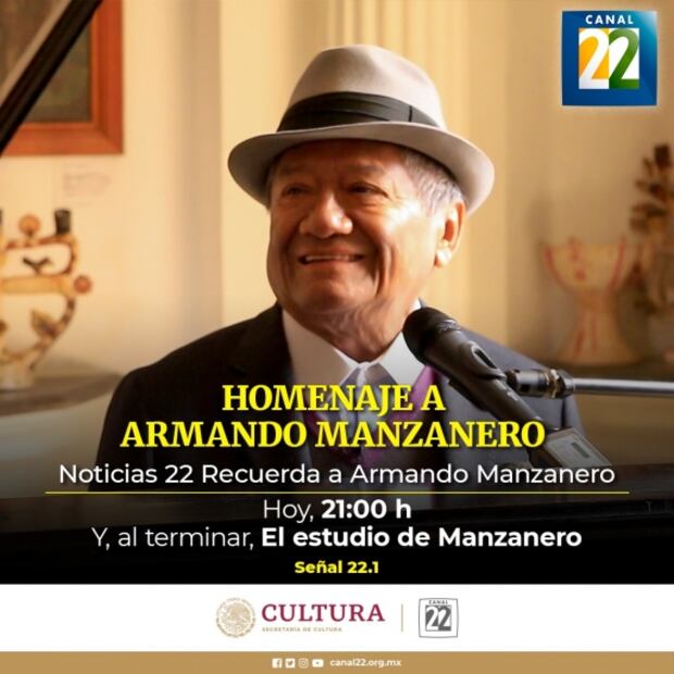 Canal 22 despedirá a Armando Manzanero con siete días de homenajes