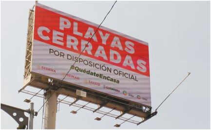 Con espectacular alertan sobre playas cerradas; piden quedarse en casa