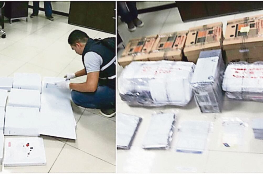 Fotografías del allanamiento en las oficinas de Odebrecht en Guayaquil, donde se incautaron documentos presuntamente relacionados con sobornos (EFE)