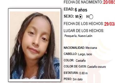 Activan Alerta Amber por desaparición de Sofía Abigail de 6 años en Nuevo León