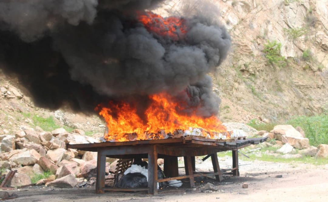 Marina destruye tonelada y media de clorhidrato de cocaína (27/06/2026). Foto: Especial