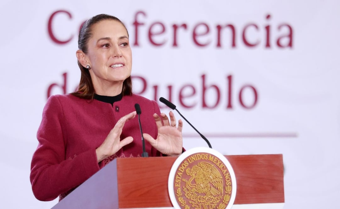 La presidenta Claudia Sheinbaum en la “Mañanera del Pueblo” del 27 de julio de 2026 en Palacio Nacional. Foto: Diego Simón Sánchez/ EL UNIVERSAL