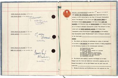 Venden el contrato que lanzó a la fama a The Beatles: 554 mil euros