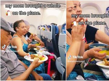 TikTok: Familia sube cazuela con pollo para comer en al avión