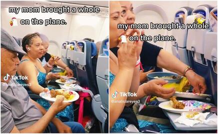 TikTok: Familia sube cazuela con pollo para comer en al avión