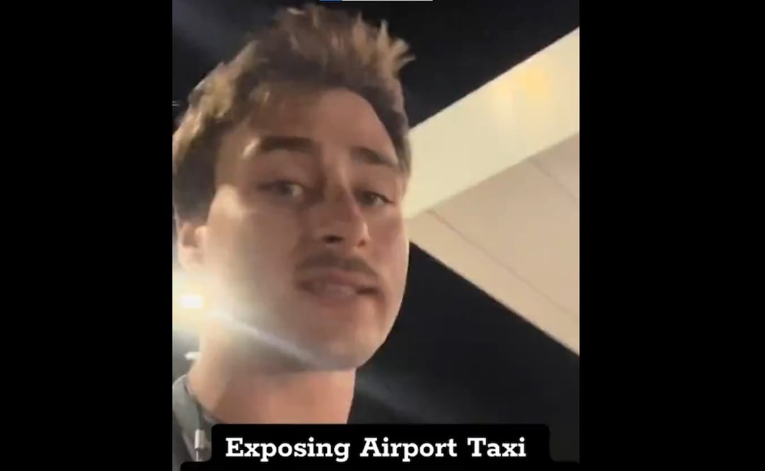 Un joven de origen canadiense denunció que un conductor de taxi quería cobrarle mil dólares por un viaje de la terminal 3 a la 4 en el Aeropuerto Internacional de Cancún. Foto: Captura de video.