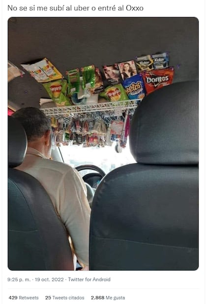 Viral: Graban taxi que parece Oxxo por dentro