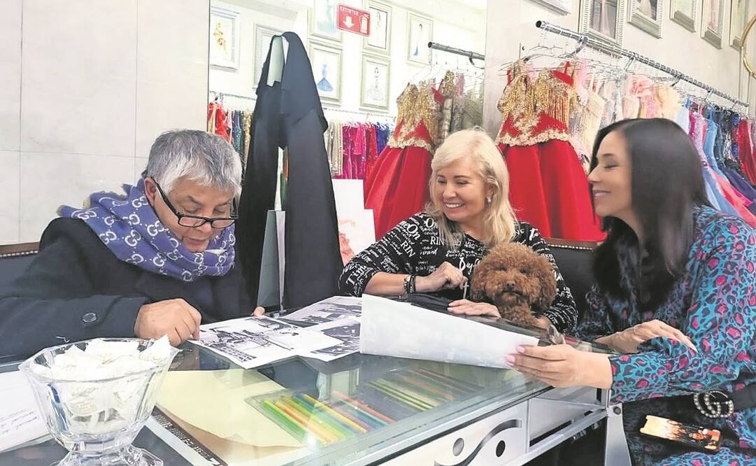 Mitzy diseña una réplica del vestido que usó Huitrón. Fotos: CLASOS / AVALON/ Archivo EL UNIVERSAL
