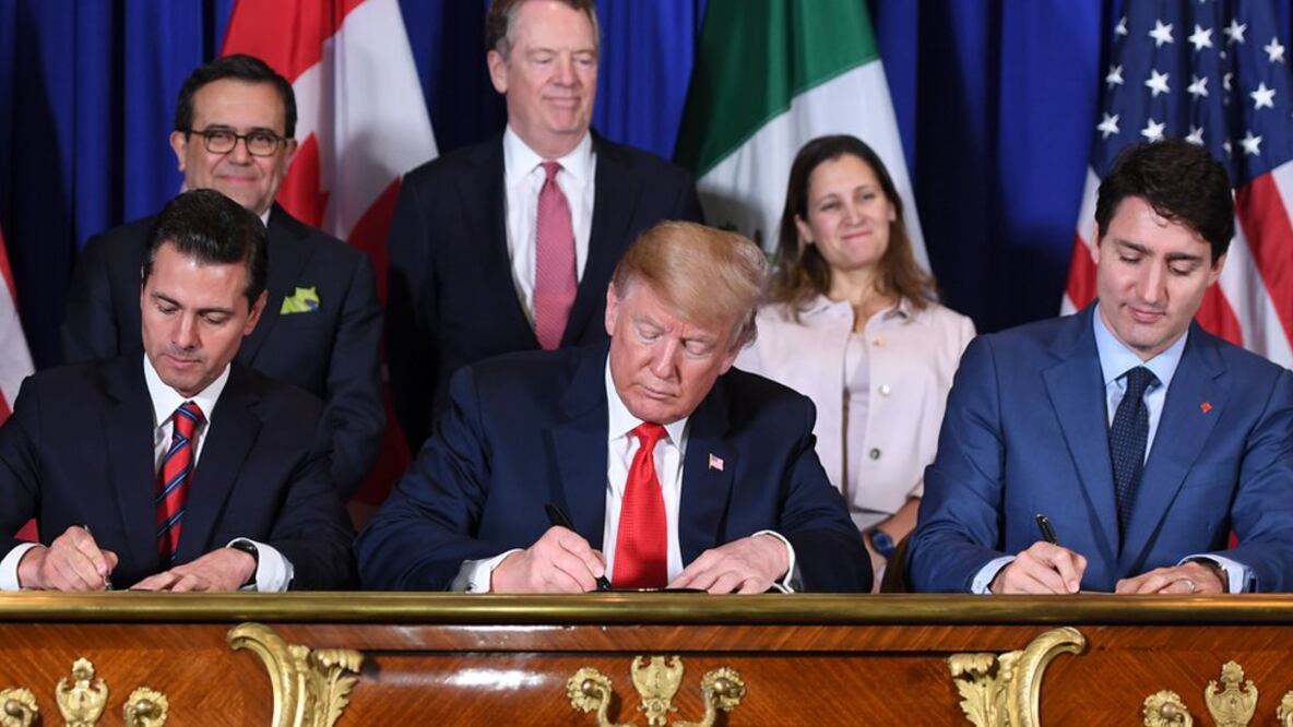 Peña Nieto, Trump y Trudeau firmaron firmaron el acuerdo en Buenos Aires. Getty Images