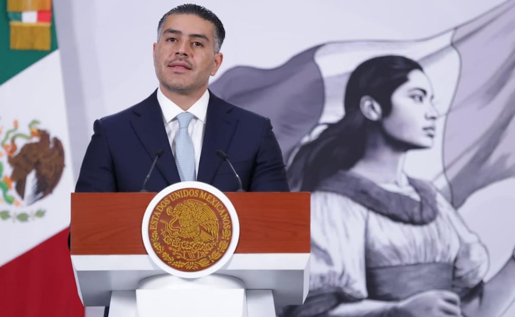 El secretario de Seguridad y Protección Ciudadana, Omar García Harfuch durante la conferencia de prensa de la presidenta Claudia Sheinbaum este 14 de abril (14/04/2026). Foto: Fernanda Rojas / EL UNIVERSAL