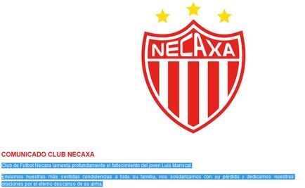 Necaxa da condolencias tras fallecimiento de Mariscal