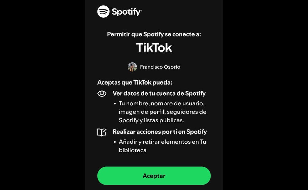 Todas las canciones que vincules de TikTok a Apple Music o Spotify se almacenarán en el apartado de "Favoritos". Foto: Captura de pantalla