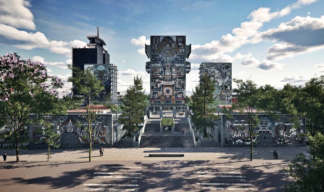 El proyecto rescata principalmente los murales del complejo de la extinta Secretaría de Comunicaciones y Obras Públicas; además, integrará áreas verdes, senderos, pistas para corredores y museos. Foto: especial