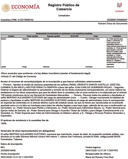 Entre Juan Carlos Guerrero, Ángel Ernesto García, José del Carmen Olán y Héctor Peralta se cuentan al menos 39 firmas, unas ligadas a Pemex a través de contratos.
