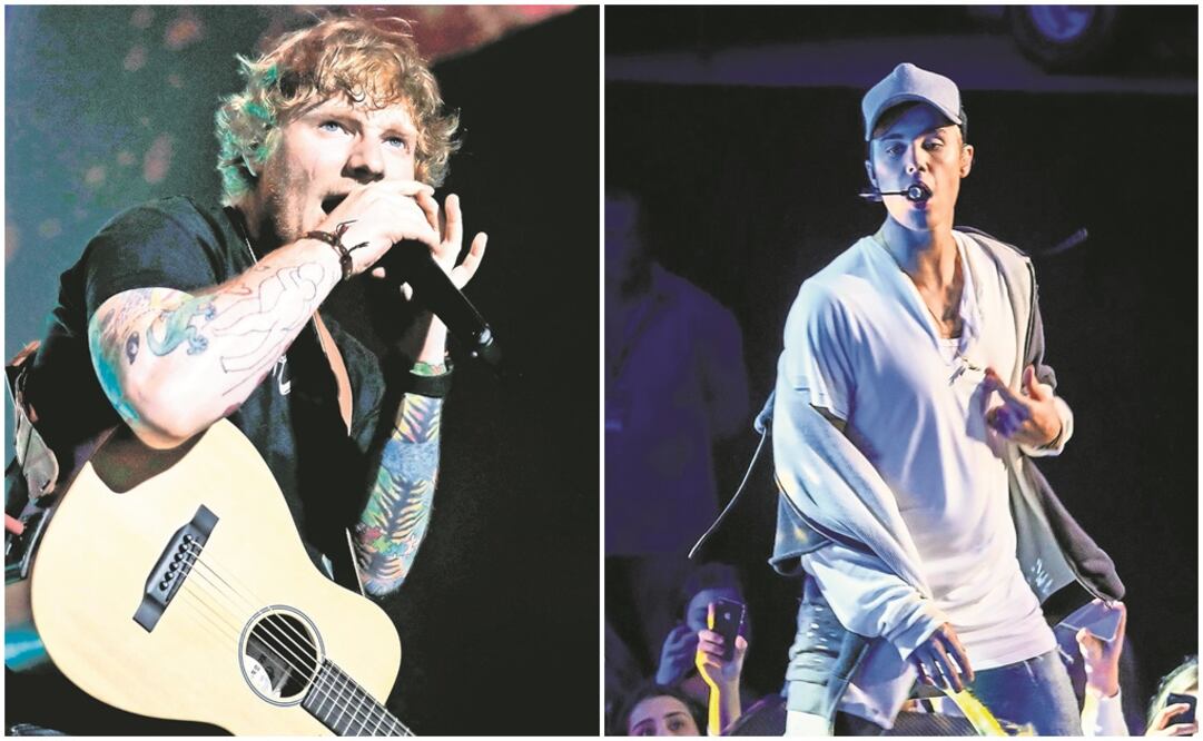 Ed Sheeran y Justin Bieber. Fotos: Archivo EL UNIVERSAL