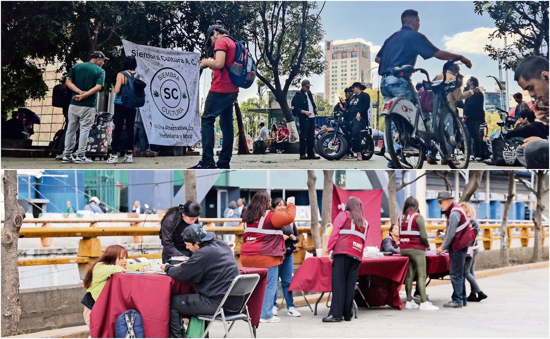 Hasta hace unos meses las inmediaciones de la Estela de Luz eran un punto 420 y ahora se ofrecen actividades como futbol, basquetbol, yoga y zumba. Fotos: Fernanda Zamora y Archivo EL UNIVERSAL