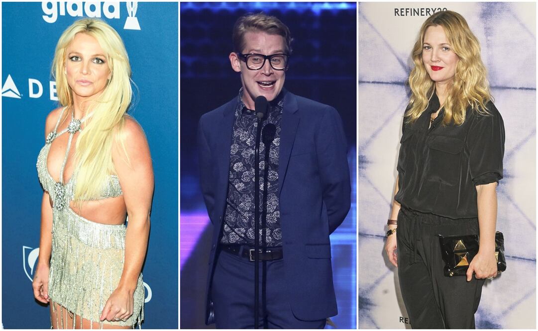 Britney Spears, Macaulay Culkin y Drew Barrymore. Fotos: AP