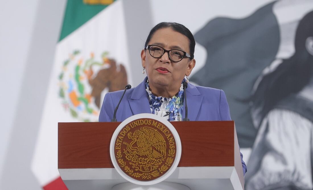 Conferencia mañanera de la secretaria de gobernación, Rosa Icela Rodríguez, en el Palacio Nacional. Foto: Gabriel Pano / EL UNIVERSAL