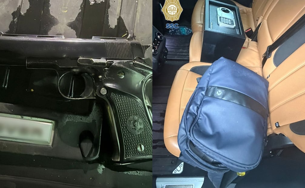 Policías aseguraron dos armas de fuego, una mochila con herramientas y una caja fuerte. Fotos: Especiales.