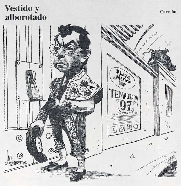 Cartón de Luis Carreño, agosto 1996, con el exregente Manuel Camacho Solís que quedó fuera de la carrera por la jefatura de gobierno del Distrito Federal. Foto: Hemeroteca EL UNIVERSAL.