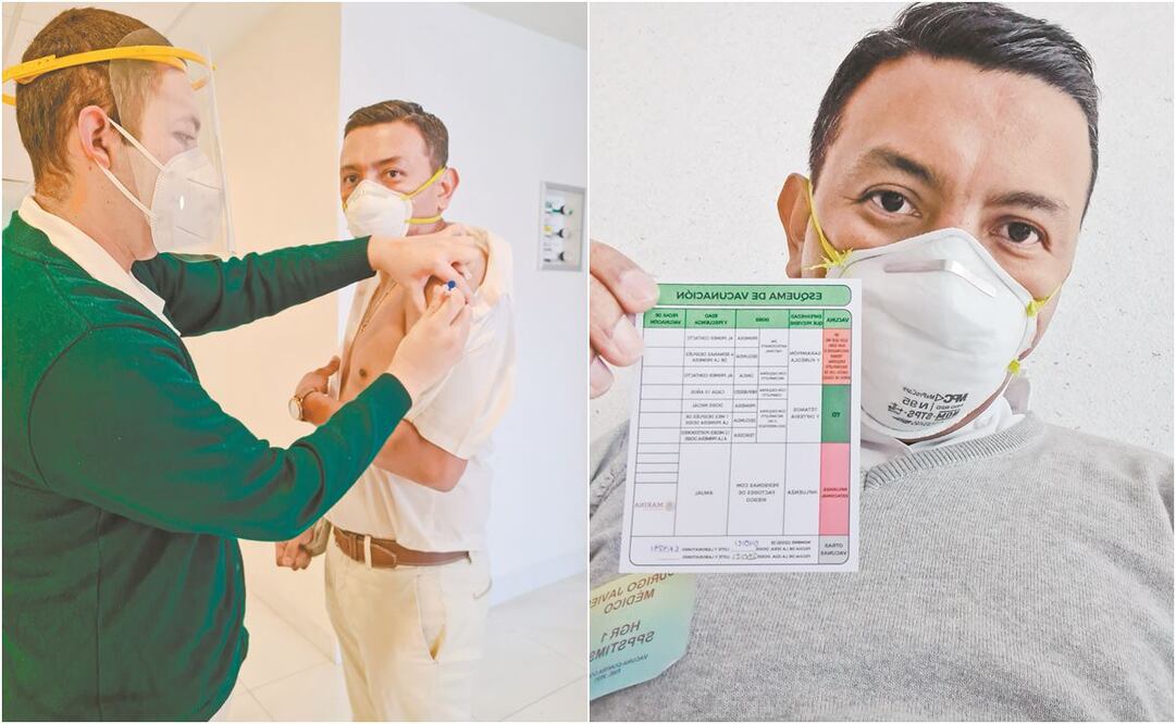 Rodrigo Ibarra comenta que al recibir la primera dosis de la vacuna tuvo un pequeño dolor en su brazo, pero en el transcurso de las horas disminuye. Puede trabajar con normalidad en el hospital. FOTOS: SALVADOR CORONA. EL UNIVERSAL