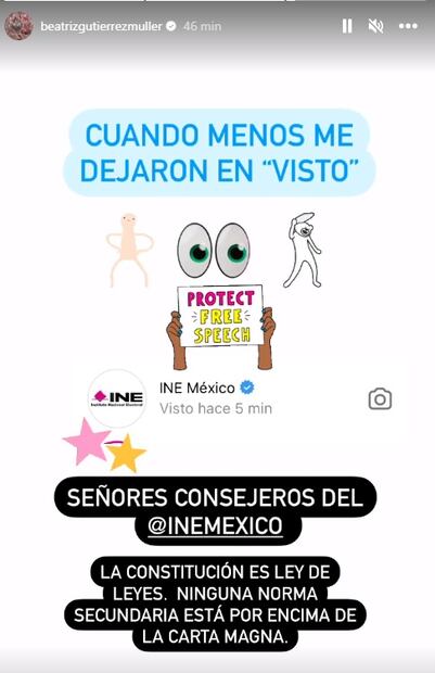 Beatriz Gutiérrez Müller manda mensaje a consejeros del INE por la mañanera de AMLO. Foto: Captura de pantalla