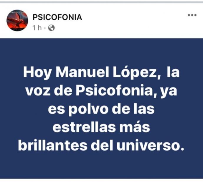 Vocalista de la banda Psicofonía fallece tras complicaciones por el Covid-19