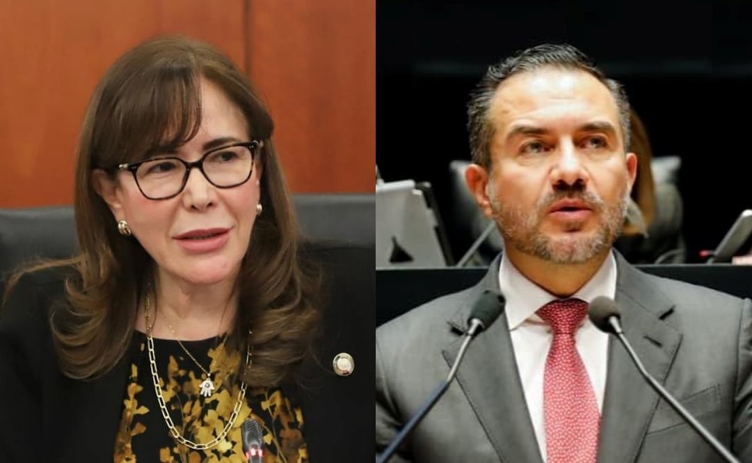 Yeidckol Polevnsky y Miguel Ángel Yunes Márquez. Foto: Redes sociales oficiales.