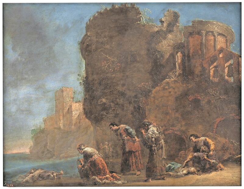 "El dolor de Hécuba" de Leonaert Bramer, hacia 1630, óleo sobre lámina de cobre. Foto: Museo del Prado