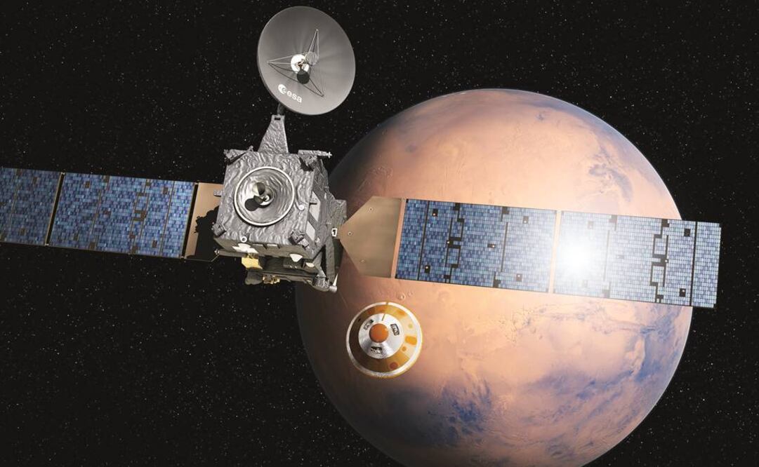 Representación artística del modulo ExoMars 2016, llamado Schiaparelli. (AP)