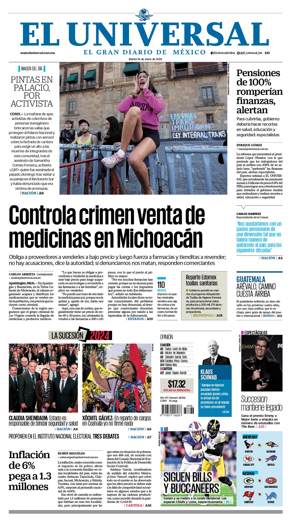 Portada impresa 16 de enero del 2024