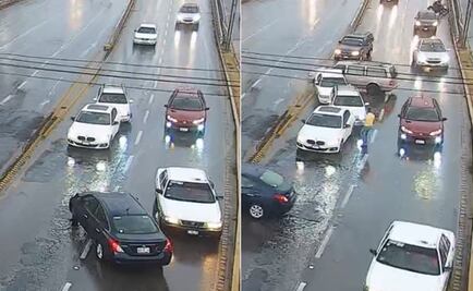 Provoca carambola en Hidalgo por lluvia... Y huye del lugar