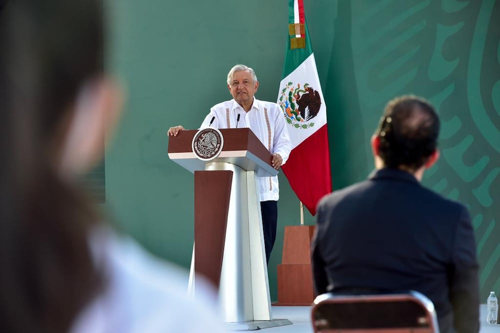 El presidente López Obrador esta mañana en su conferencia matutina desde Sonora