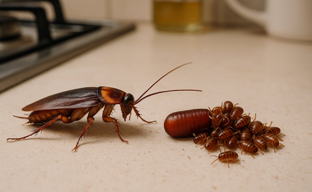 En temporada de calor, aumenta la probabilidad de que las cucarachas entren a tu hogar. Foto: Realizada con IA