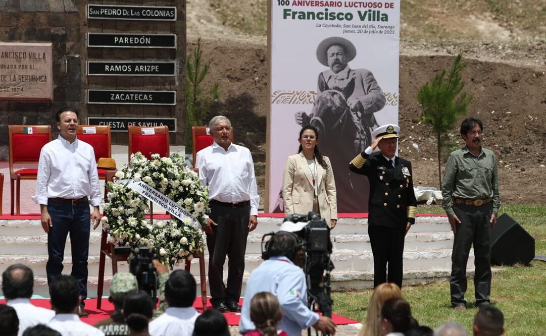 Presidente Andrés Manuel López Obrador encabeza ceremonia por el aniversario luctuoso de Francisco Villa en San Juan Del Río, Durango. Foto: Carlos Mejía/EL UNIVERSAL