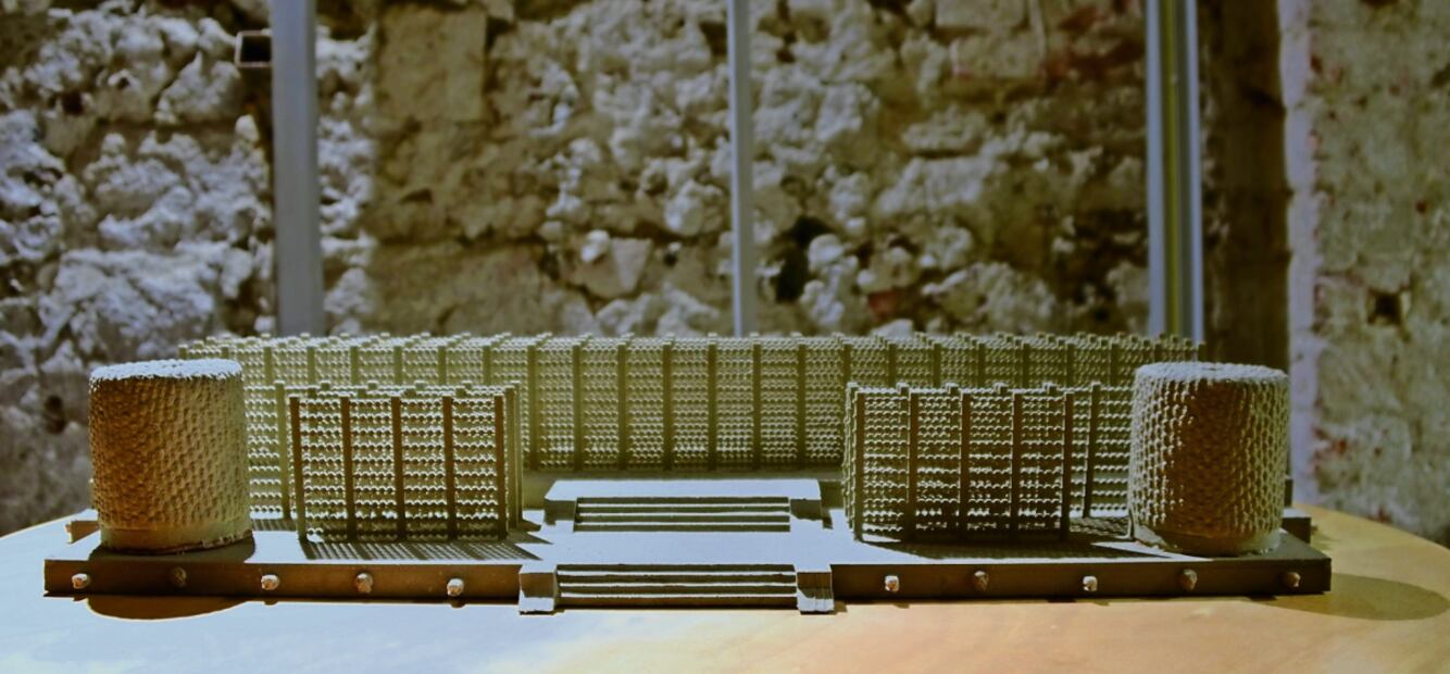 Recreación de la estructura y disposición del Huei Tzompantli. Foto: INAH