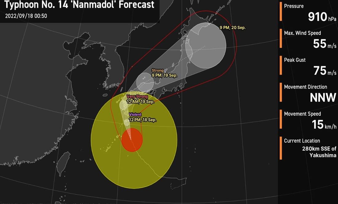 Tifón “sin precedentes” amenaza a dos millones de personas en Japón