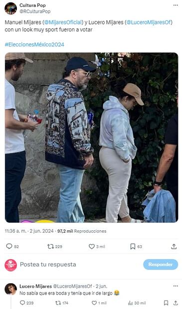 Lucero Mijares asiste a votar acompañada de su padre.