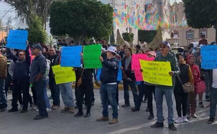 Realizan manifestación contra llegada de nuevo sindicato minero en Zimapán, Hidalgo; obligan a alcalde a unirse a la protesta