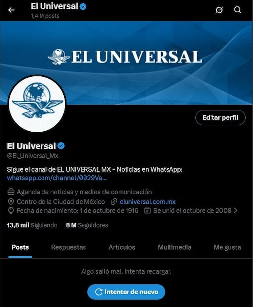 caída de x. Imagen: captura de pantalla