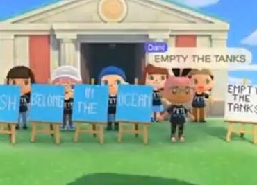 "Los peces son amigos". La protesta de PETA en Animal Crossing