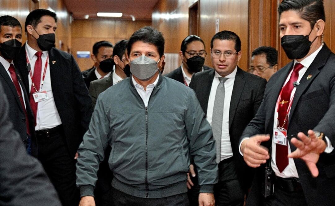 Pedro Castillo llegando a la fiscalía de Lima. Foto: AFP