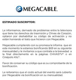 Chivas no cumplió: Megacable