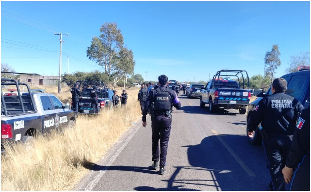 Enfrentamiento a balazos entre civiles y policías deja un policía herido en los límites de Aguascalientes y Zacatecas (26/11/2024). Foto: Especial