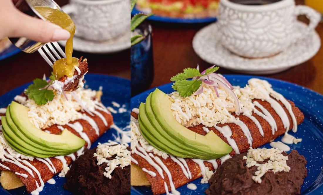 Chilaquiles envueltos en costra de queso.