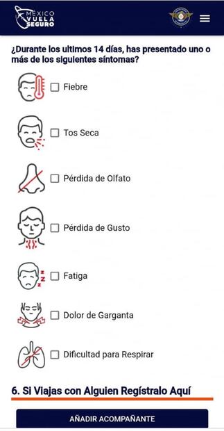 ¿Es obligatorio llenar el cuestionario sobre covid para abordar un avión en México?
